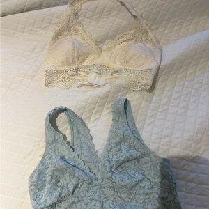 Wishlist Lace Bralette Set - Ivory and Light Blue